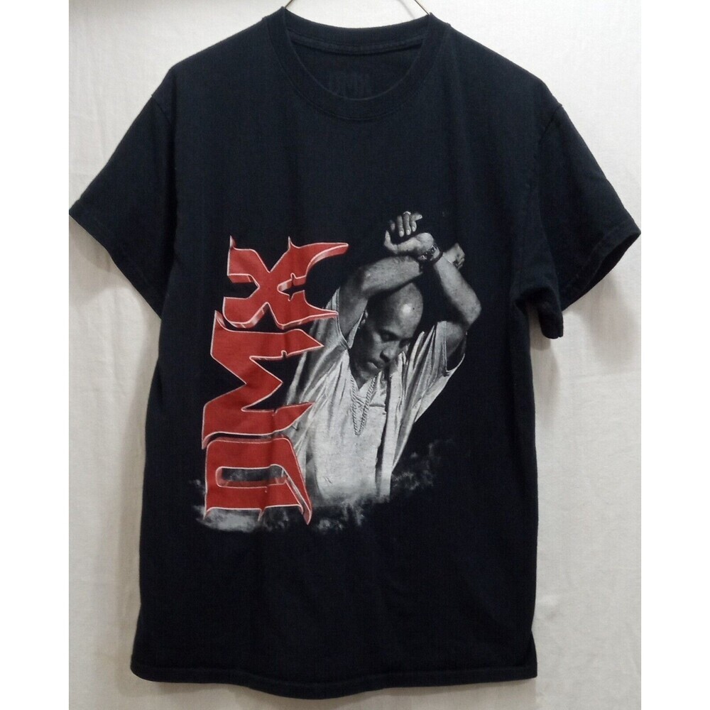 Black Graphic Tee with Red Print